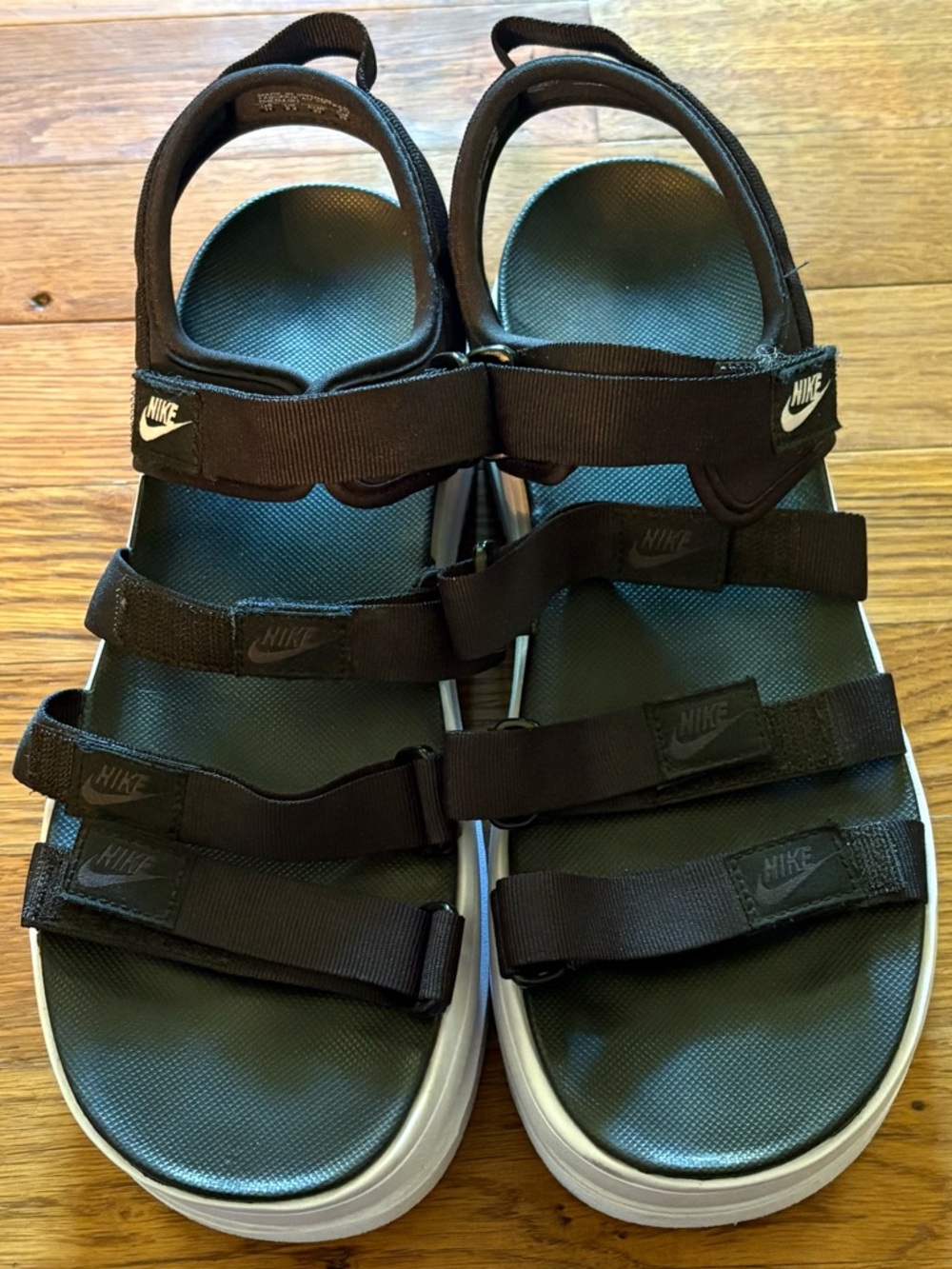 Nike Icon Classic Women's Platform Sandals Black White DH0224-001 US Size 11